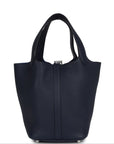 Hermes Picotin 18 Bleu Nuit Clemence Palladium Hardware