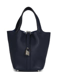 Hermes Picotin 18 Bleu Nuit Clemence Palladium Hardware