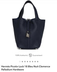 Hermes Picotin 18 Bleu Nuit Clemence Palladium Hardware